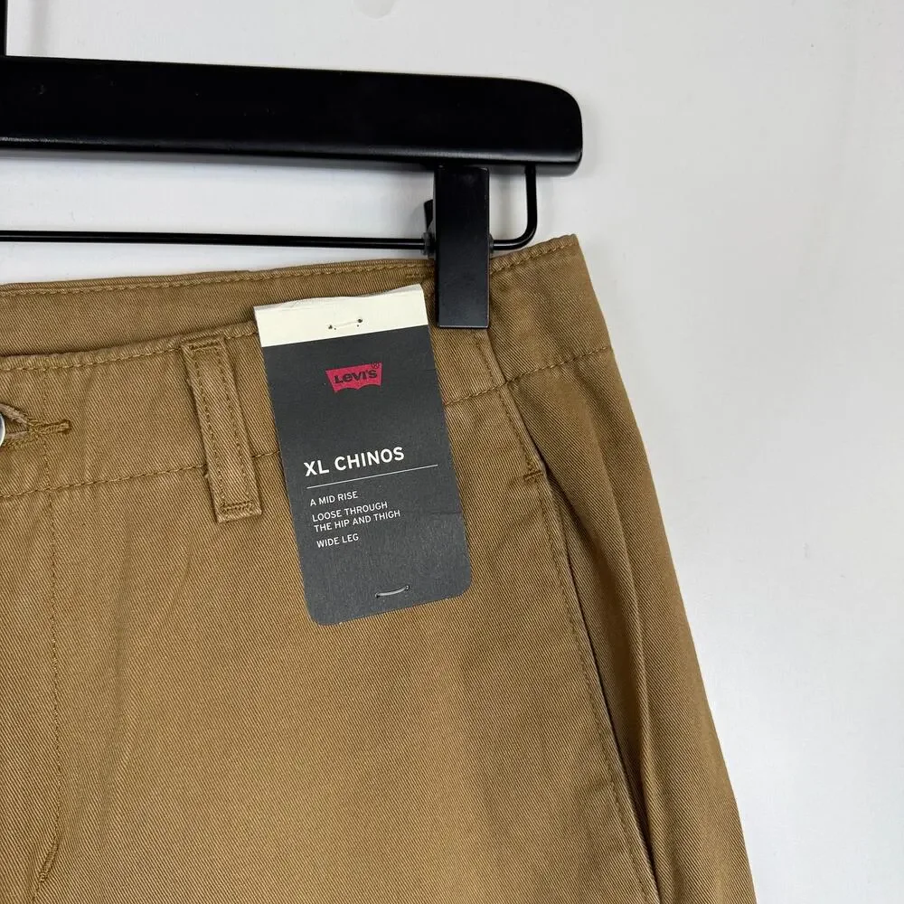 New Levi's Premium XL Chinos Wide Leg Baggy Pants Tan - 26x31 26W 31L